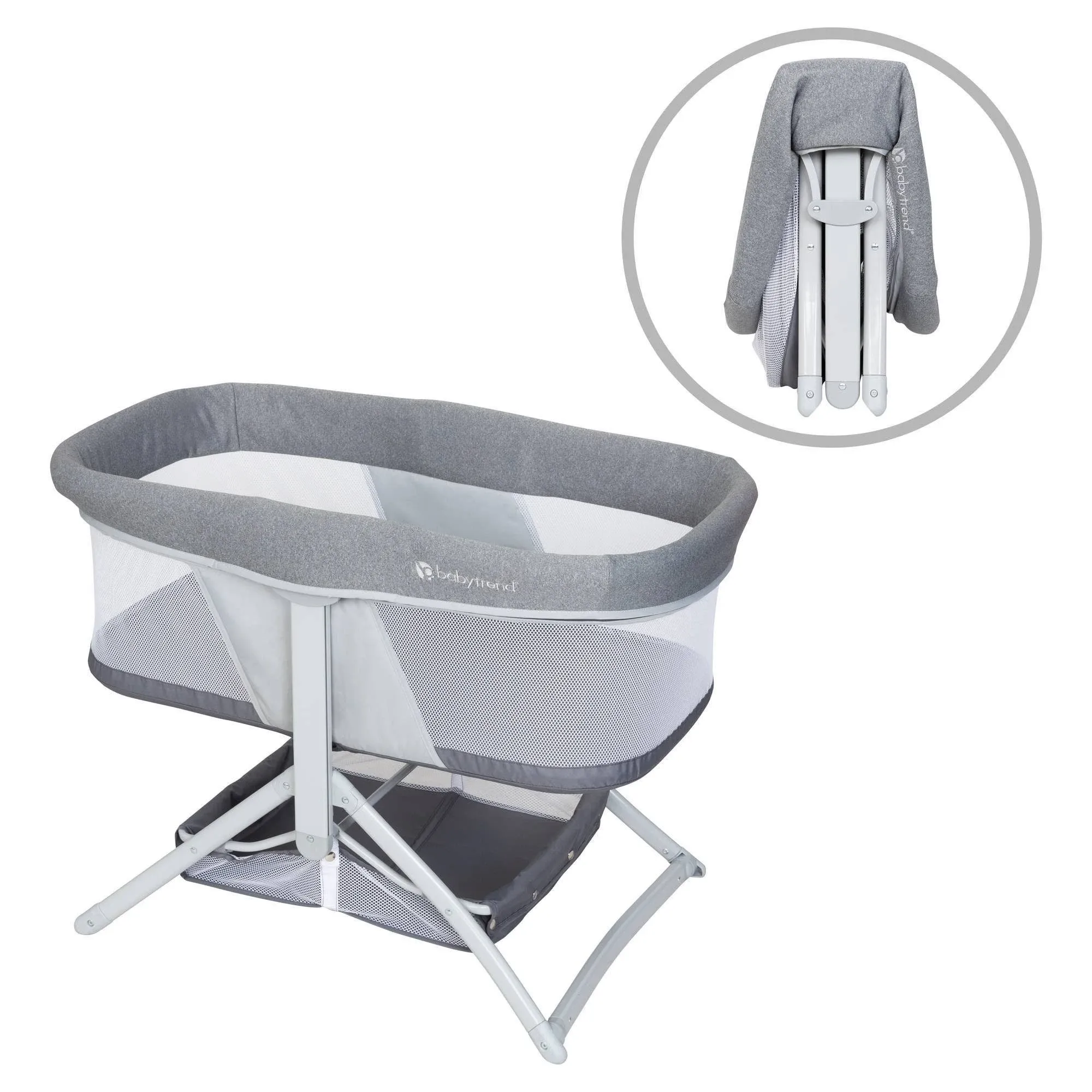 Baby Trend Quick-Fold 2-In-1 Rocking Bassinet In Grey