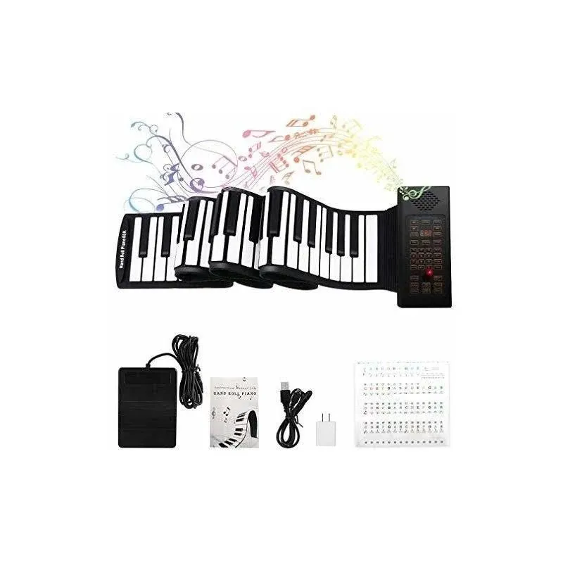 Lamir 88 Keys Roll Up Piano with Pedal Upgraded Numeric Portable Piano Sticker ...