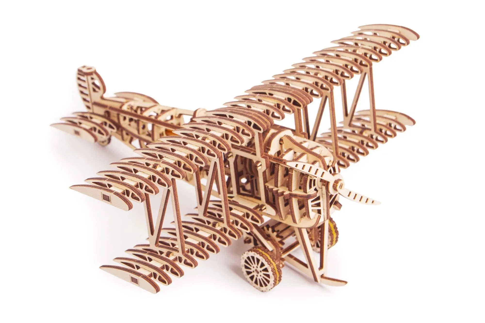 Wood Trick Bi-Plane Toy Kit 3D Wooden Puzzle Mechanical Model Plane Mini