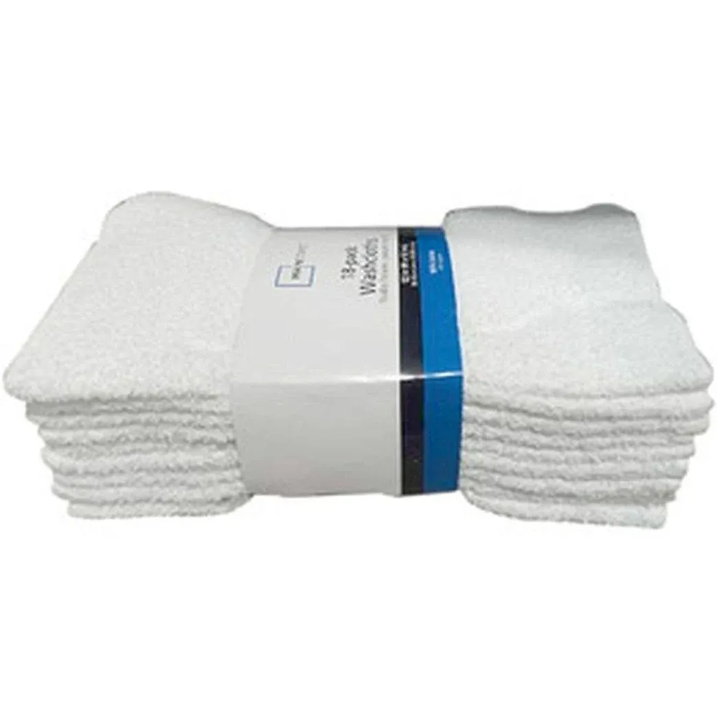 Basic White Cotton Washcloth Pack - 18 Count