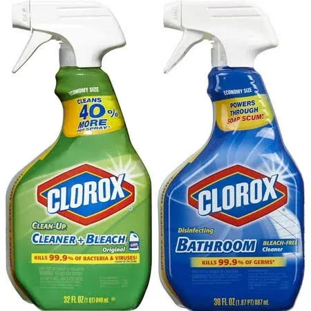 clorox Clean-Up All Purpose Cleaner with Bleach, Original, 32 Ounce Disinfecting Bathroom Cleaner, Bleach Free, 30 Ounce