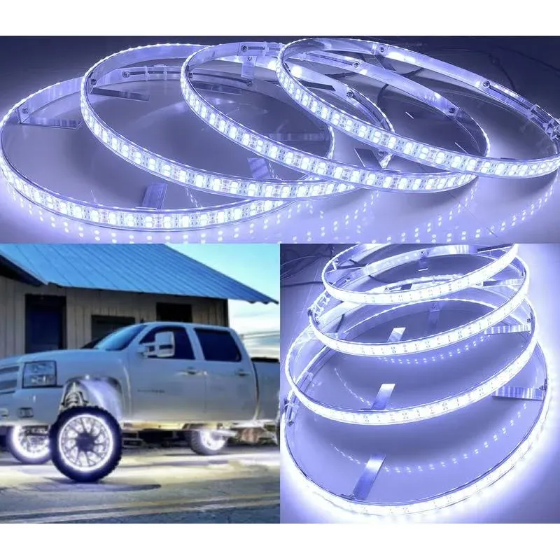 17.5&#034; Double Row Pure White LED Wheel Light 672Leds Flashing Cold White Rim Ligh