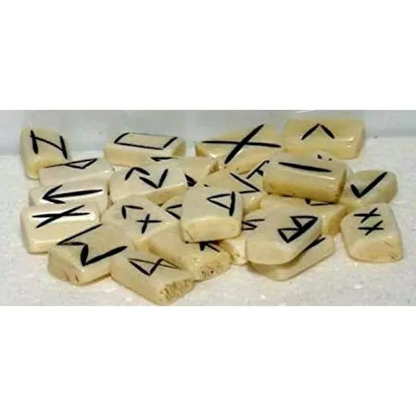 Casting Magic Water Buffalo Bone Elder Futhark Rune Stone Set