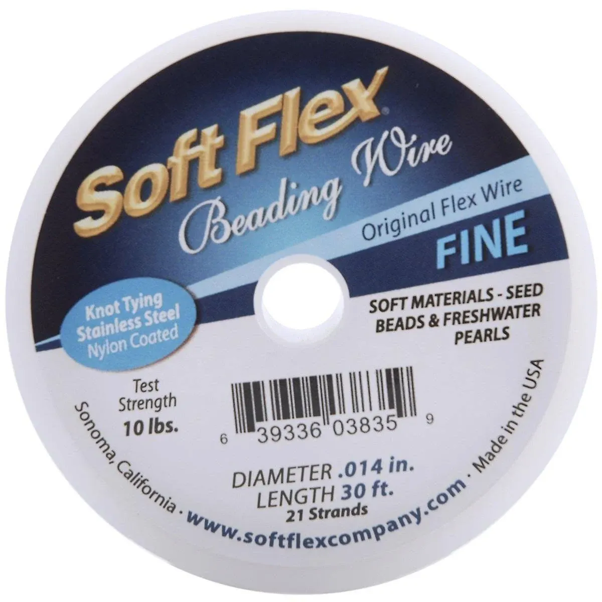 Soft Flex Satin Silver Beading Wire, Fine 30ft