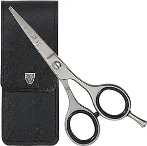 3 Swords Germany – professional BEARD MUSTACHE HAIR SCISSORS, stainless steel, straight blade, sharp, with black case