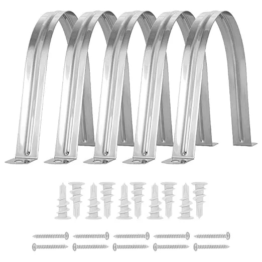 POWERTEC 70258 Stainless Steel Hose Hangers with Self Tapping Drywall Anchors and Screws, 4-Inch, 5 Set