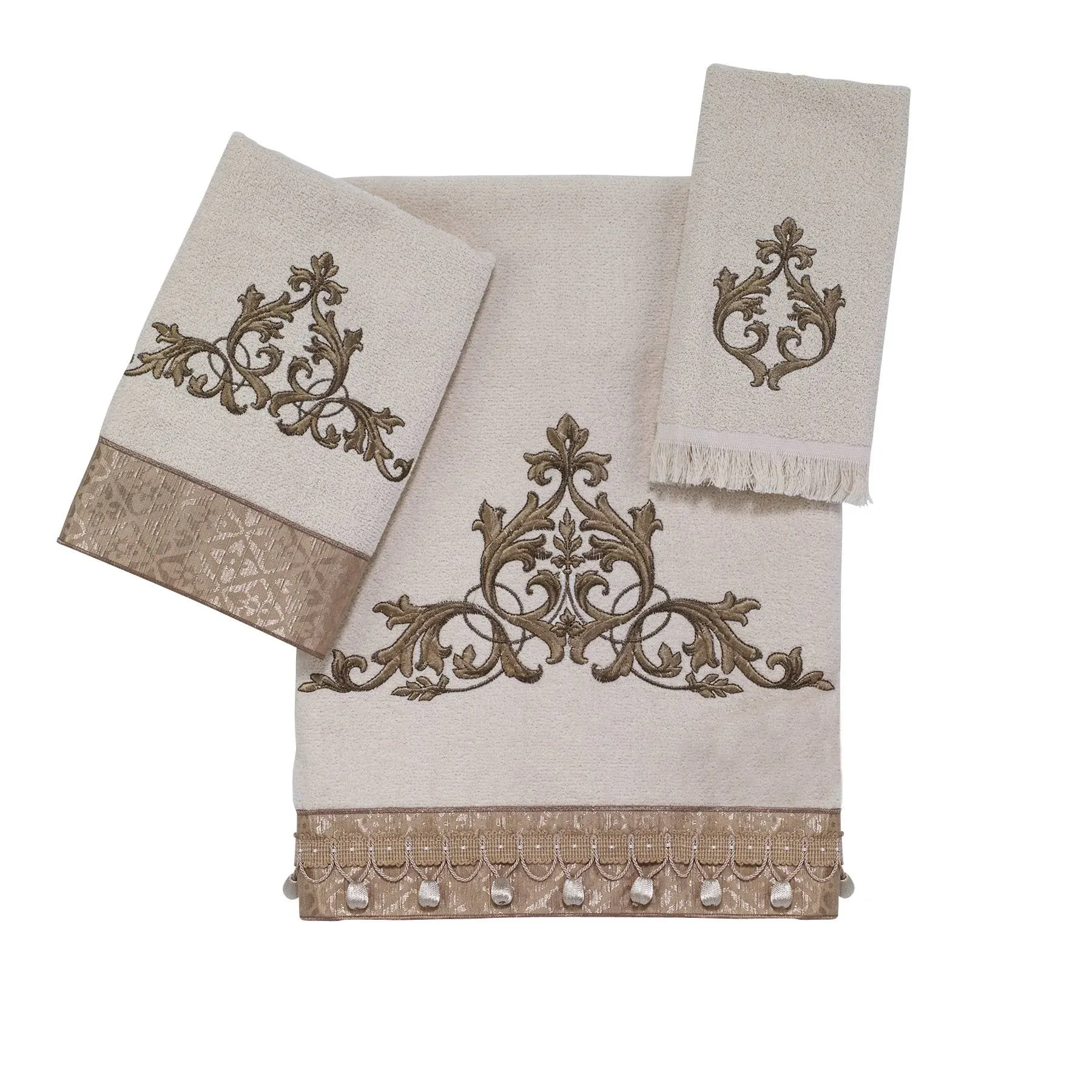 Avanti Linens 3-Piece Ivory Monaco Cotton Towel Set