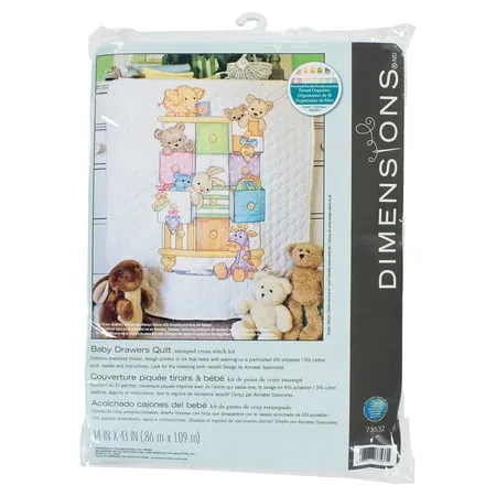 Dimensions Baby Hugs Baby Drawers Quilt Stamped Cross Stitch Kit-34&#034;X43&#034;