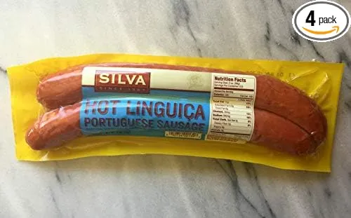 Silva Hot Linguica Portuguese Sausage 11 Oz (4 Pack)