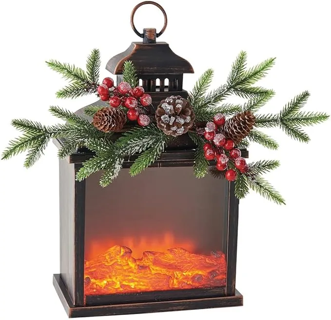 KIG Exclusives Christmas Fire Light with Evergreen Motion Battery Operated