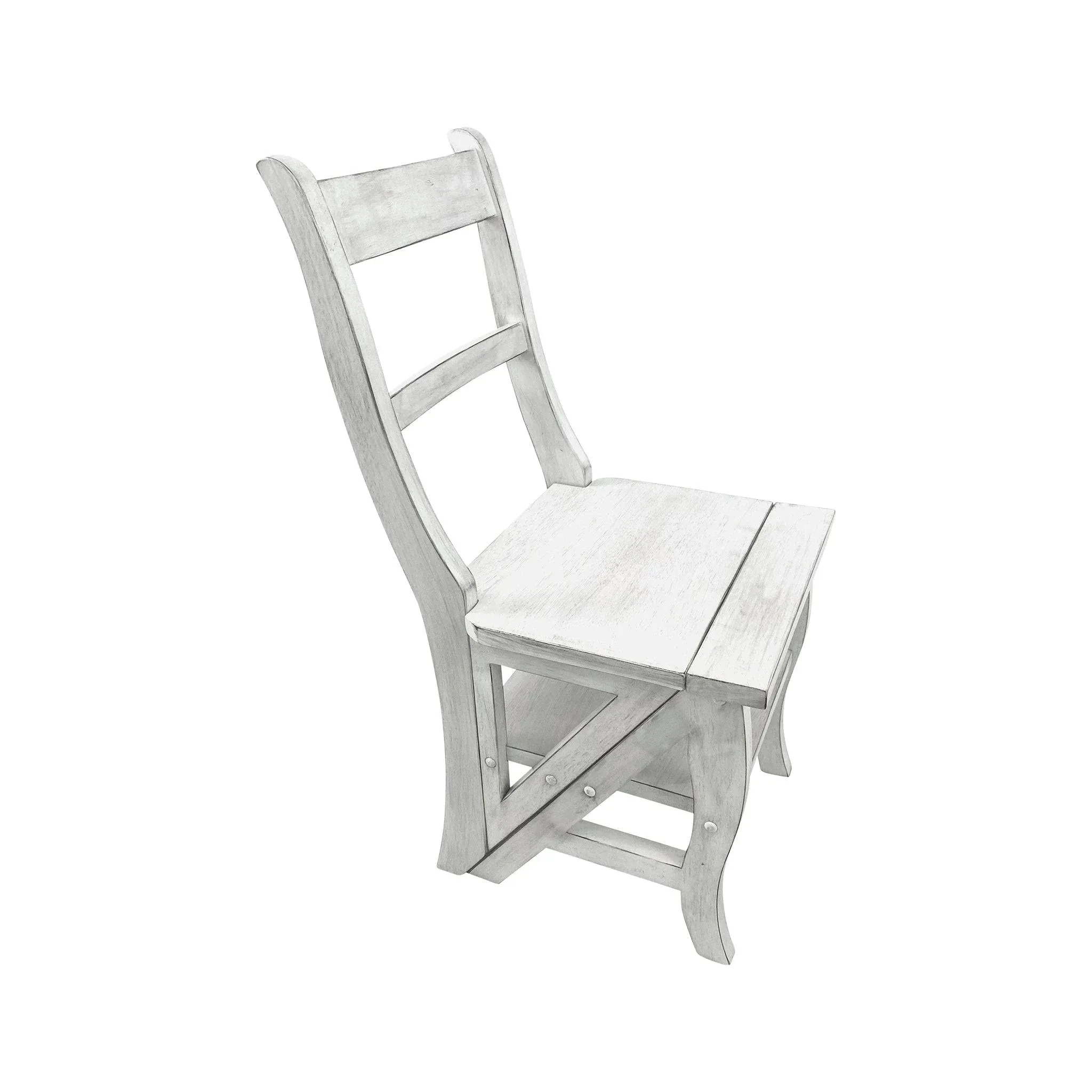 Carolina Classic Antique Folding Library Ladder Chair in White