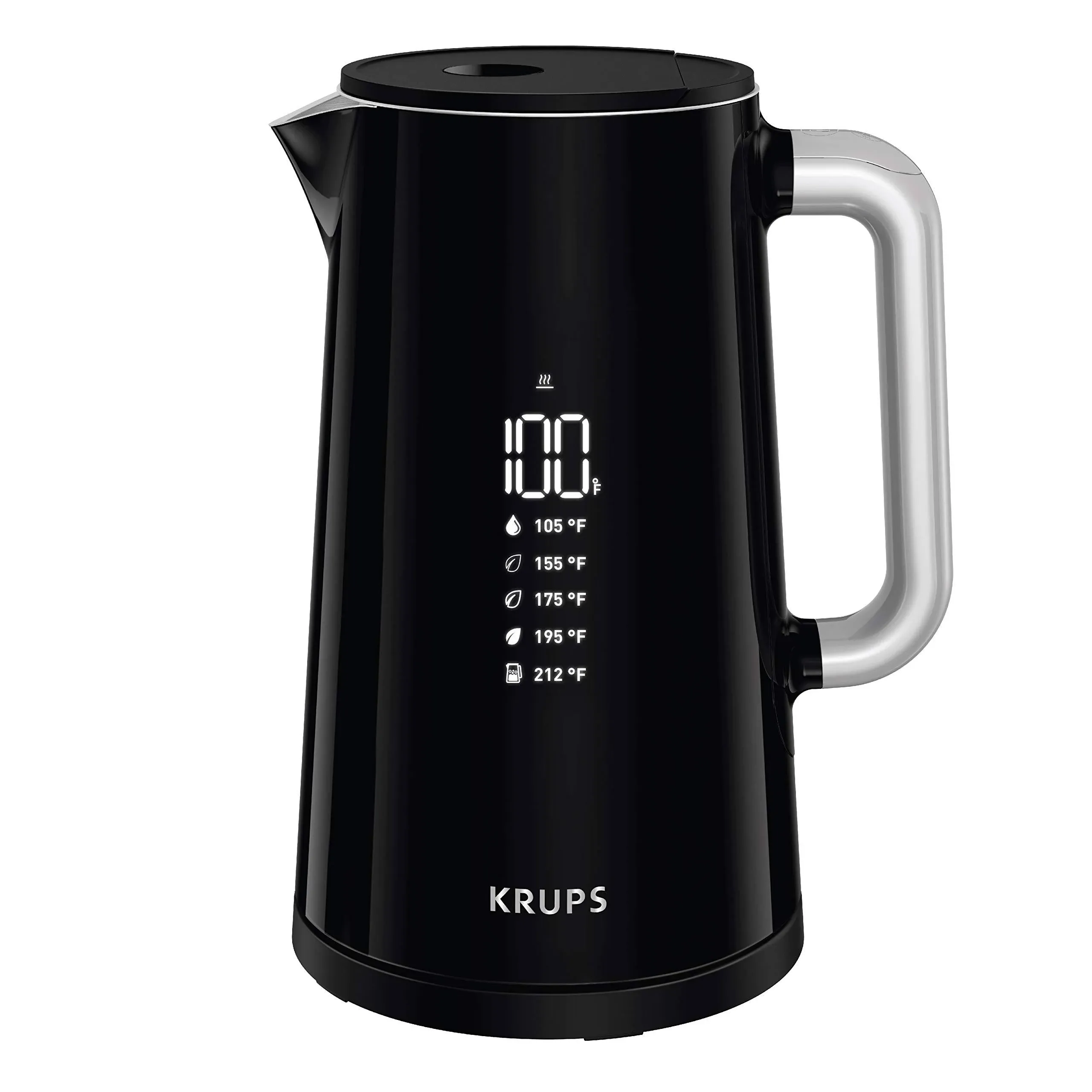 KRUPS: 1.7L Electric Kettle, Smart Temp Plastic and Stainless Steel Electric Kettle, Electric Tea Kettle, Cordless Black Temperature Control Tea Kettle