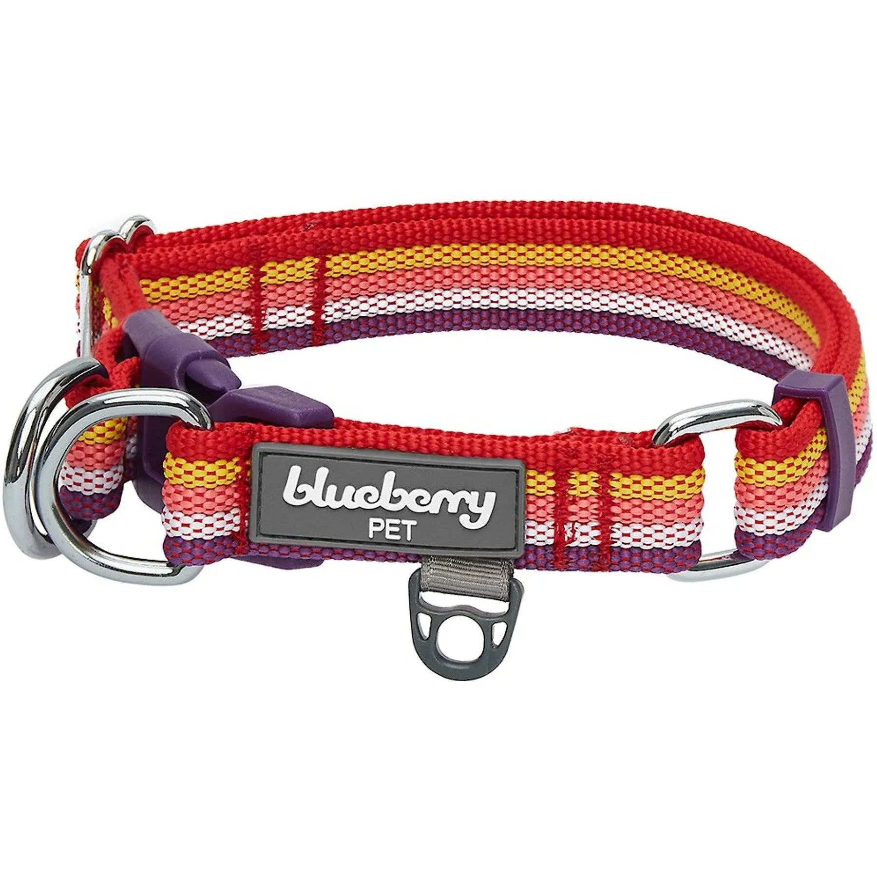 Blueberry Pet Multi-Colored Stripe Adjustable Dog Collar, Mixed Tone Rainbow ...