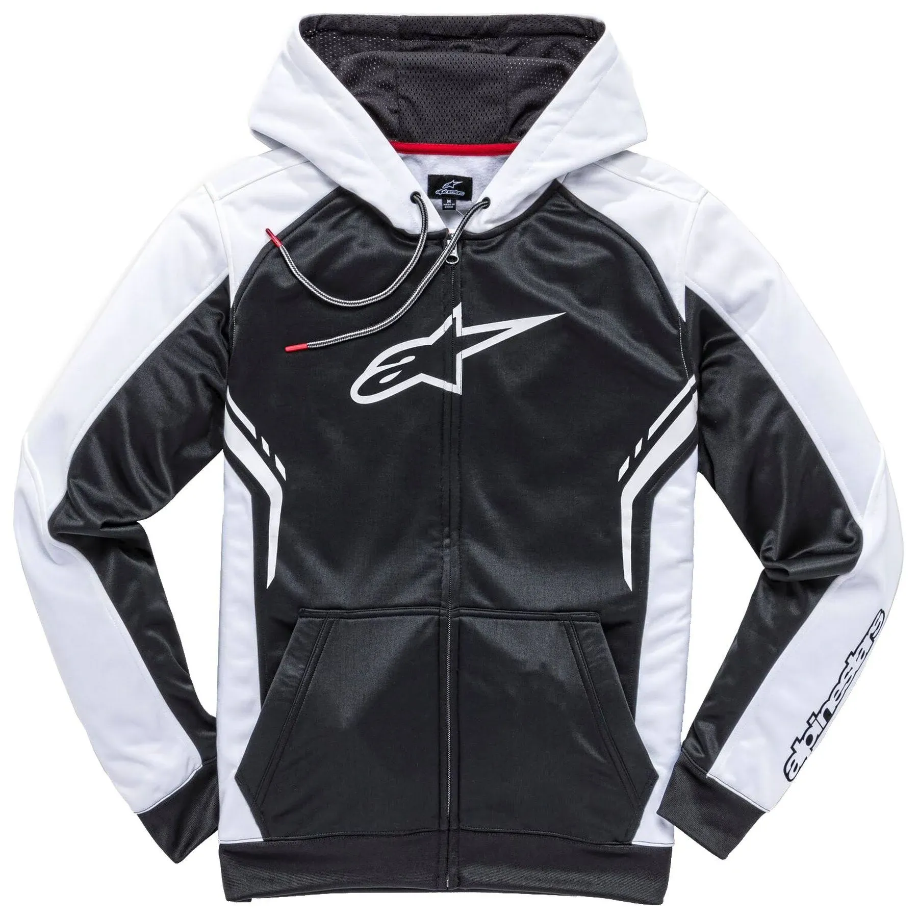 Alpinestars - Strike Zip Hoodie - Black/White - Large - Strike Zip Hoodie - 101953102-1020L