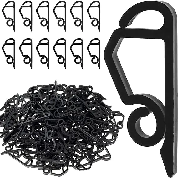 120 Pcs Christmas Light Clips Outside Gutter Hooks - Plastic Holiday Gutter Light Weatherproof Hooks for Halloween Christmas Roof Tree Hanging Outdoor Decoration String Lights (Black)