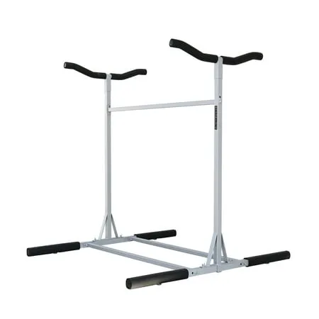 Sparehand Double-Sided Freestanding Triple Storage Rack for 3 Kayaks Or Sups  tools-Free Assembly  Pebble Silver Finish