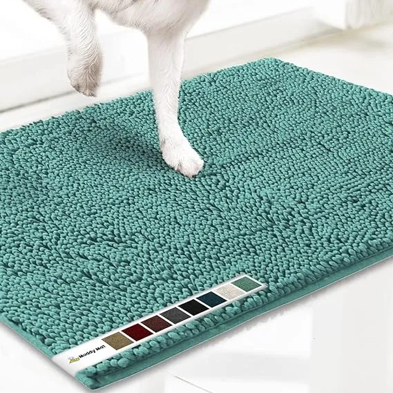 Muddy Mat® AS-SEEN-ON-TV Highly Absorbent Microfiber Door Mat and Pet Rug, Non Slip Thick Washable Area and Bath Mat Soft Chenille for Kitchen Bathroom Bedroom Indoor and Outdoor - Grey Small 28"X18"