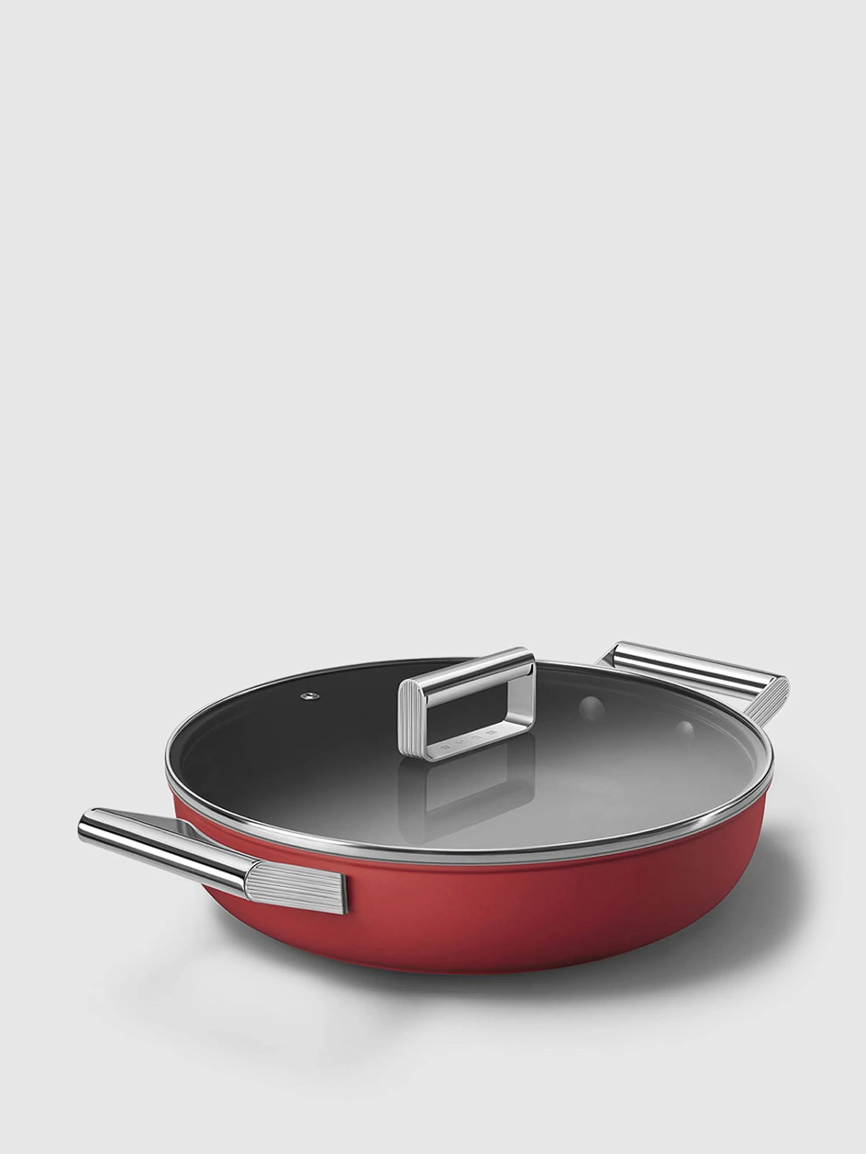 Smeg Cookware 11-Inch Red Deep Pan with Lid