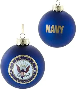 Kurt Adler US Navy Glass Ball Ornament, 1 Count