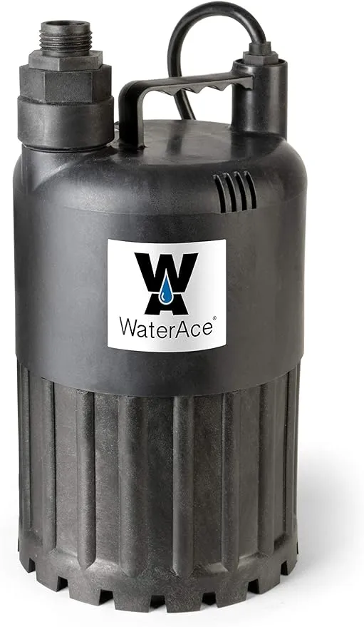 Waterace WA80UP Submersible Utility Pump, 1/2 HP, Black