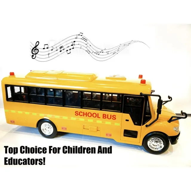 Big Daddy Huge Yellow School Bus with Lights and Cool Open-able Doors Pull Back Toy School Bus with Sounds and Songs