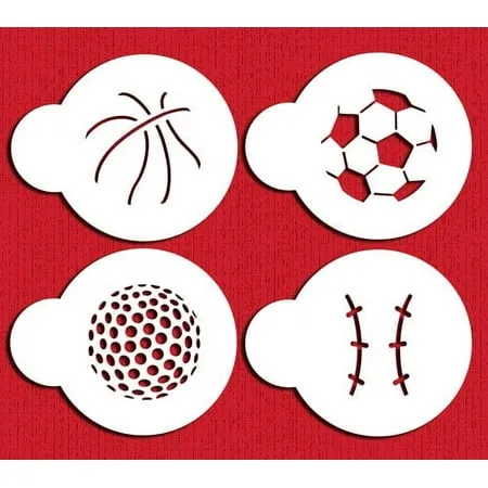 Designer Stencils Ball Cookie Stencils, 3.75&#034;, Beige/semi-tra<wbr/>nsparent