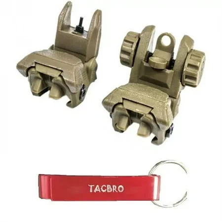 TACBRO Polymer Flip-up Front and Rear Sight - Tan with One Free TACBRO Aluminum Opener(Randomly Selected Color)