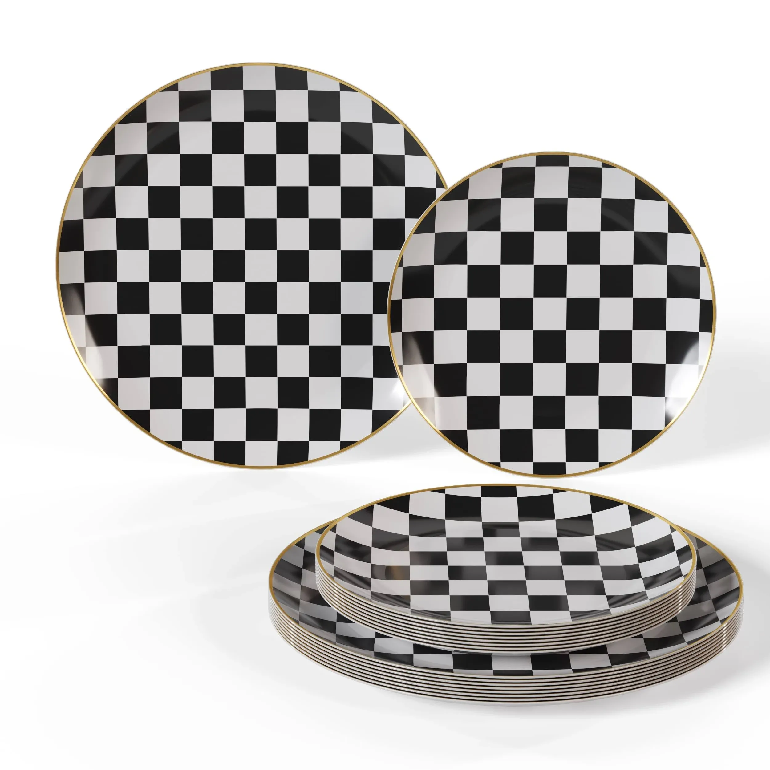 Trendables Checkered Disposable Plates Set for 40 People | 80 Pcs | Plastic ...