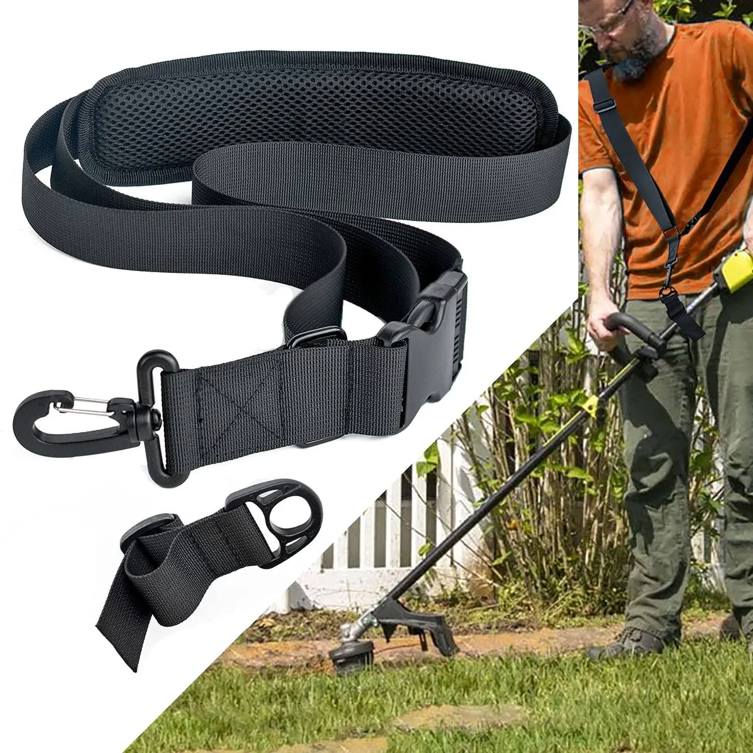 Trimmer Strap for Weed Eater Shoulder Strap Easy Release Brush Cutter Harness Compatible with EGO String Trimmer, Leaf Blower