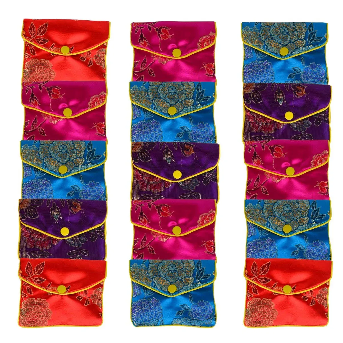 Bleiou 15 Pcs Jewelry Silk Purse Pouch Brocade Gift Bags Mix ColorsMedium