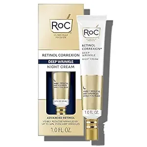 RoC Retinol Correxion Deep Wrinkle Anti-Aging Night Cream, Daily Face Moisturizer with Shea Butter, Glycolic Acid and Squalane, Skin Care Treatment, 1 Ounce