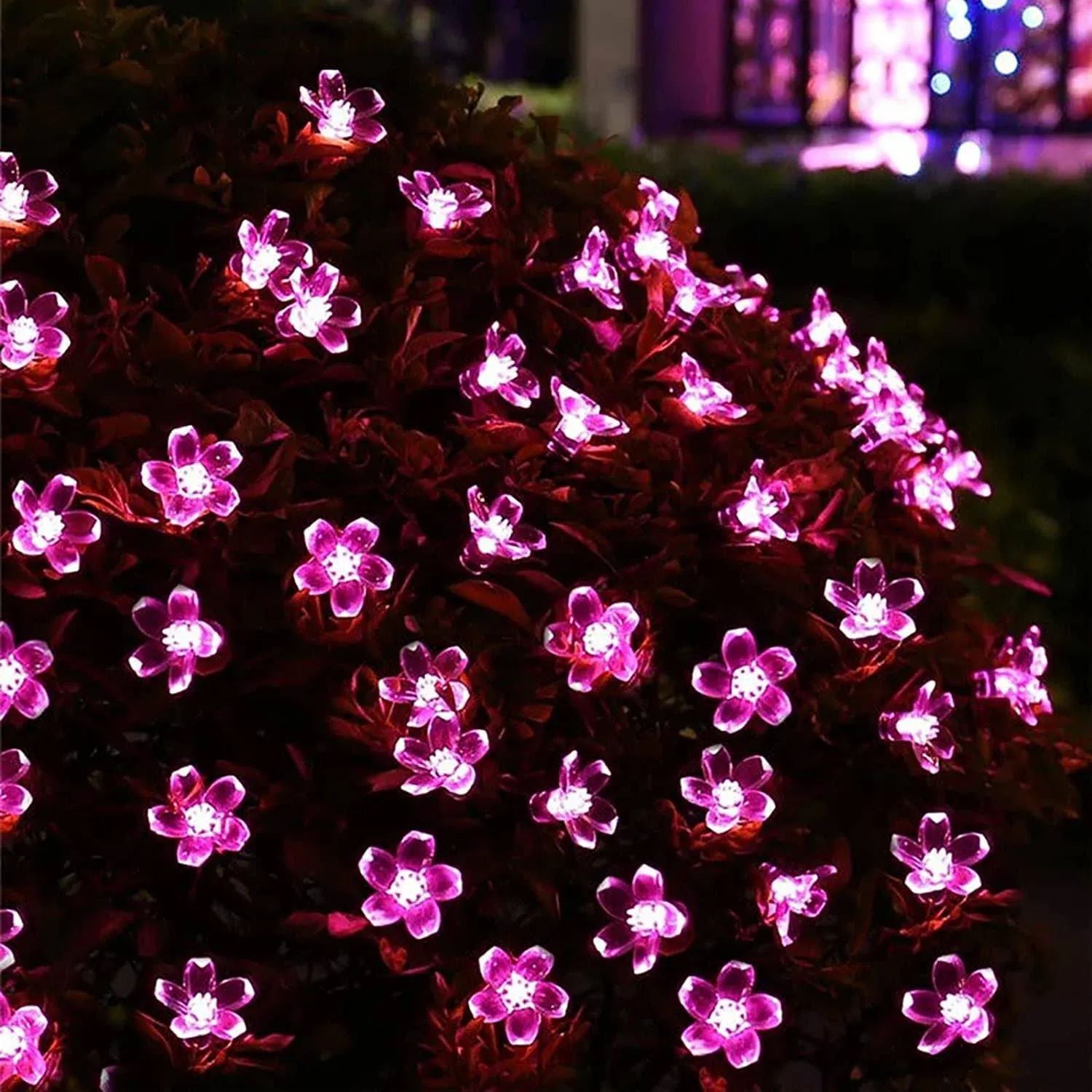 FULLBELL Christmas Lights, Pink Lights Christmas Decorations Flower String Lights 33 Feet 100LED 8 Modes Wedding Party Indoor Flower Lights Bedroom Birthday Pink Room Decor (Pink)