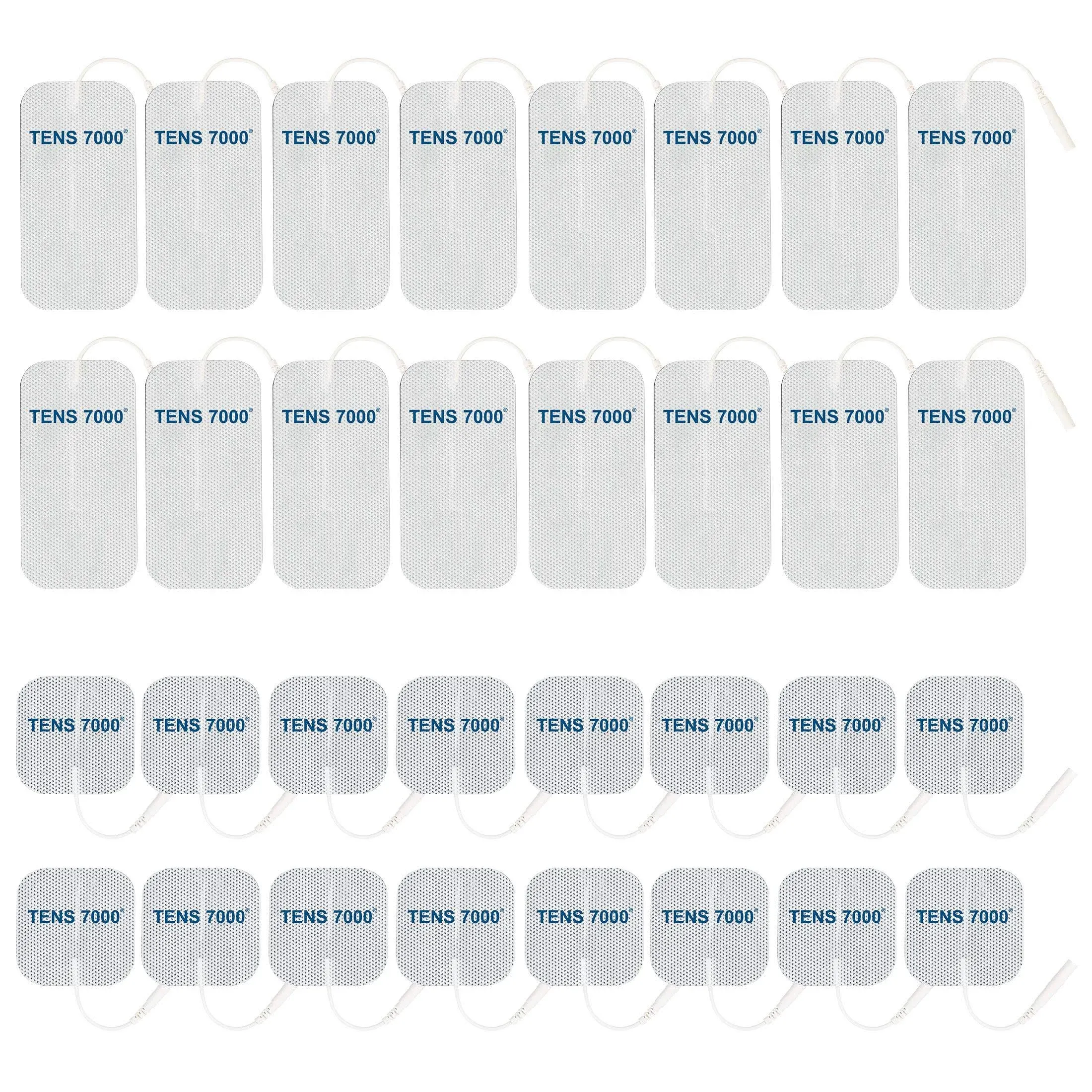 TENS 7000 Official TENS Unit Pads 32 Pack - 16 - 2&#034; X 2&#034; 16- 2&#034; X 4&#034; Electrod...