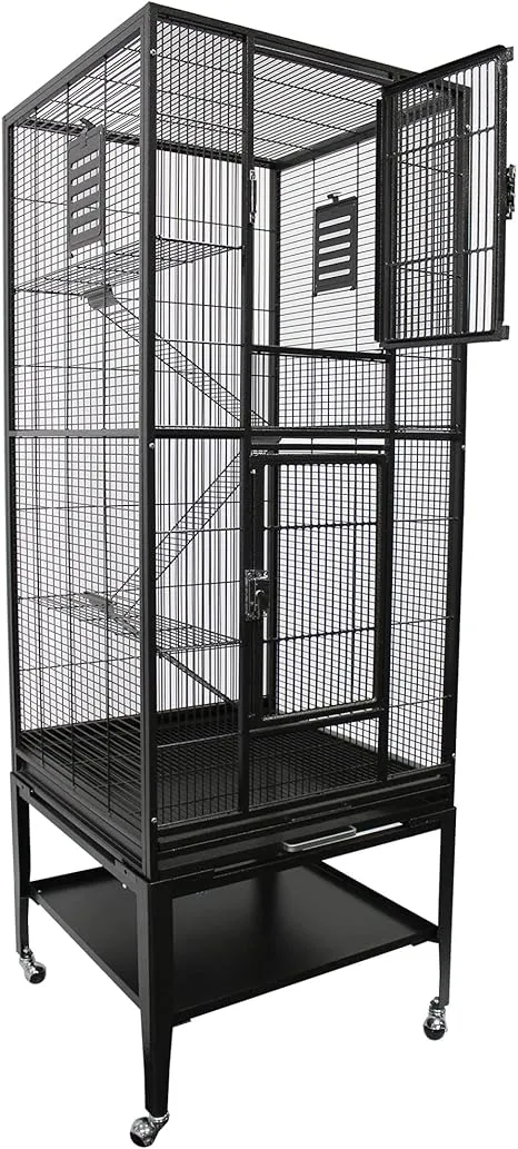 Madagascar Cage - 60" Tall Durable Spacious Metal Cage - for Sugar Gliders, Squirrels, Marmosets & Other Small Pets