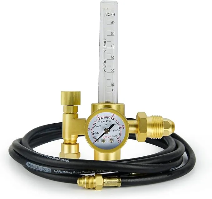 CO2 Argon Regulator Argon Flow Meter Gas Regulator Gauge for Mig Tig Weld with 10FT Gas Hose Welding