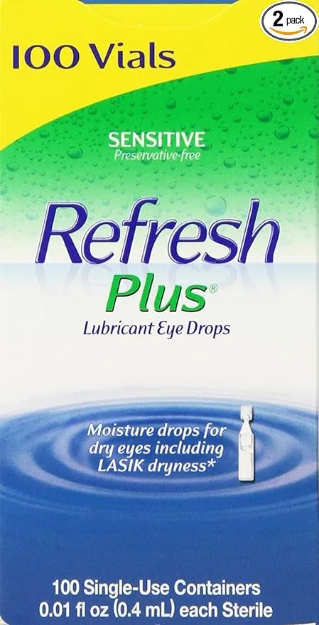 Refresh Plus Lubricant Eye Drops Preservative-Free Tears, 0.4 mL, 50 Count