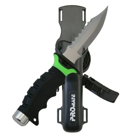 Promate Scuba Diving Snorkeling Sharp Tip Stainless Steel Knife (5" Blade)