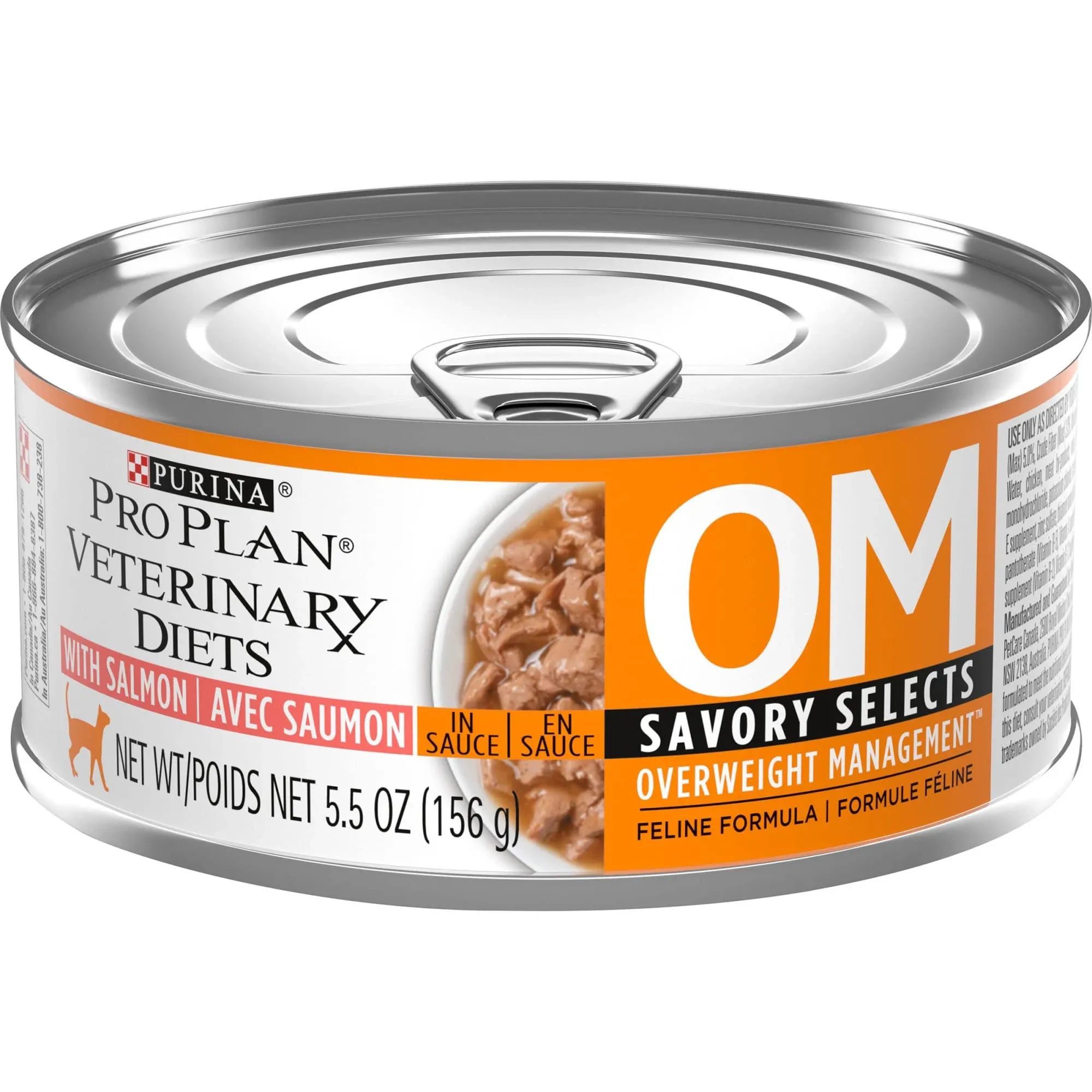 Purina Pro Plan Veterinary Diets Om Overweight Management Savory Selects with Salmon Feline Formula Wet Cat Food (24) 5.5 oz. Cans