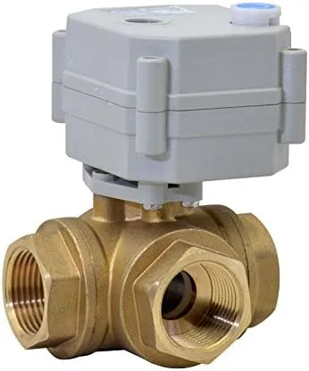 12V 24VAC/DC 3/4&#034; 3 Way L Port Brass Auto Return Motorized Electrical Ball Valve