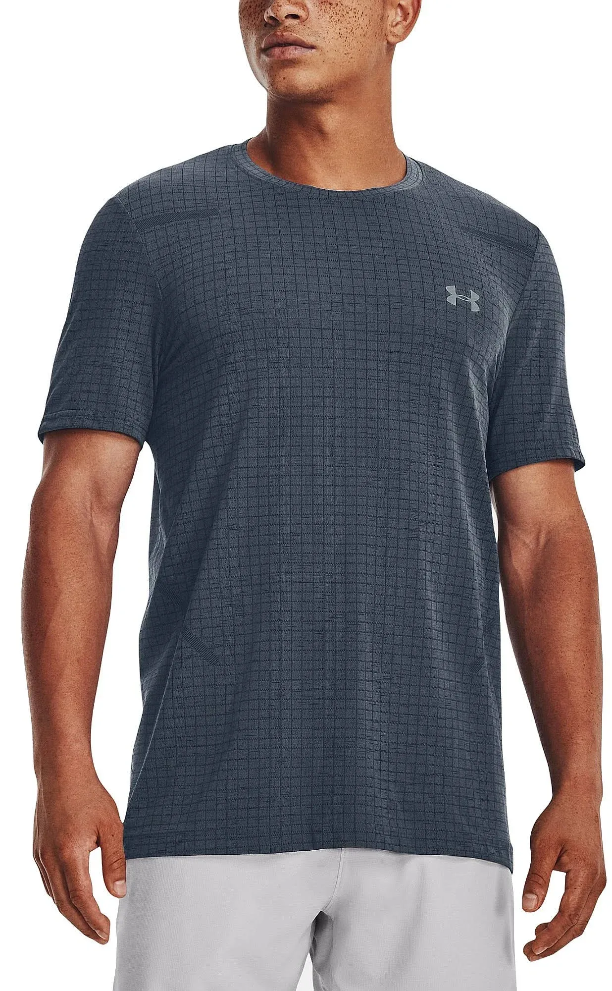 Under Armour Men's Seamless Grid Short-Sleeve T-Shirt, Medium, Downpour Gray