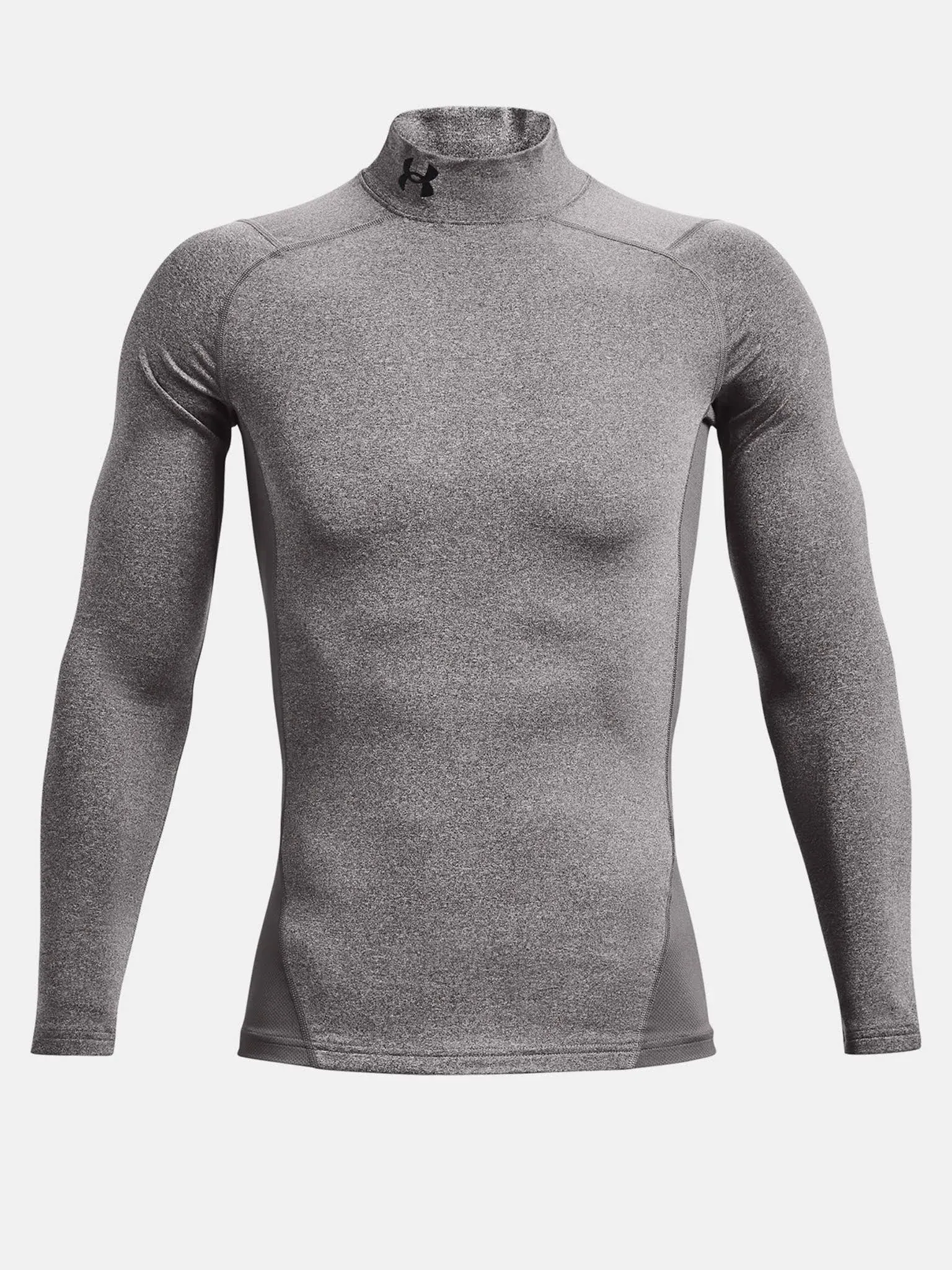 Under Armour ColdGear Compression Mock Mens Running Top Grey Long Sleeve Run