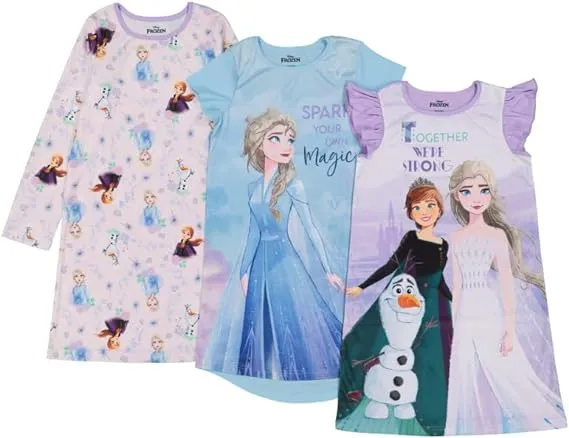 Disney Girls' 3-Pack Soft & Cute Nightgowns