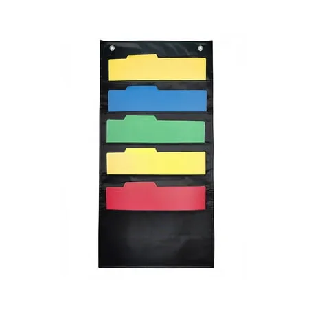 Tomshoo Black Hanging Wall File Organizer 5 Pockets Folder Holder Document Organizer Office School Classroom