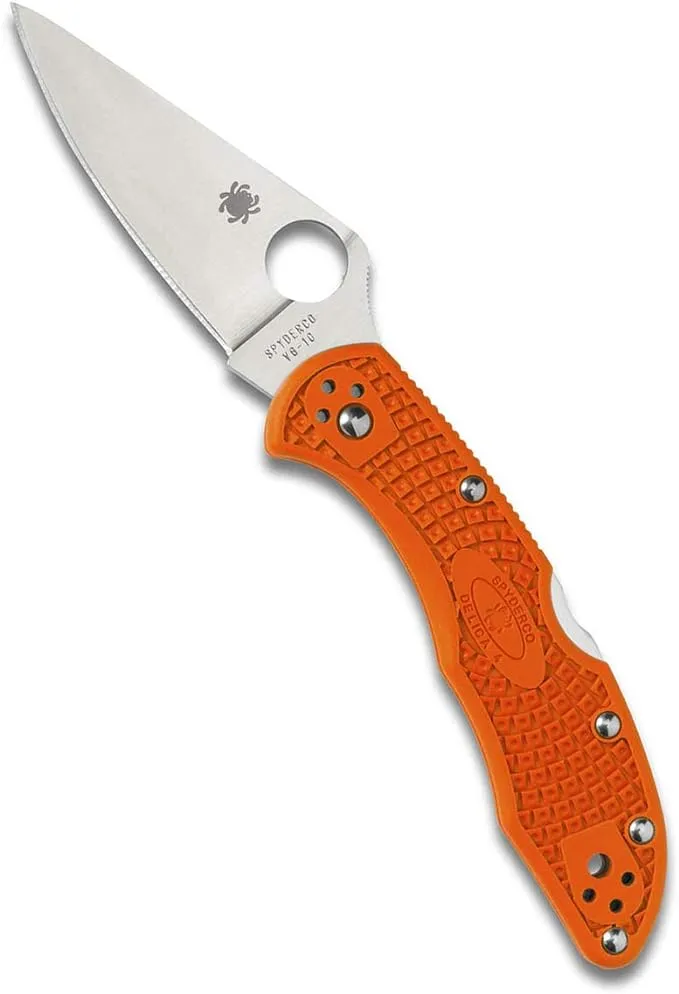 Spyderco Delica 4 Lightweight Orange FRN Flat Ground PlainEdge Folding Knife