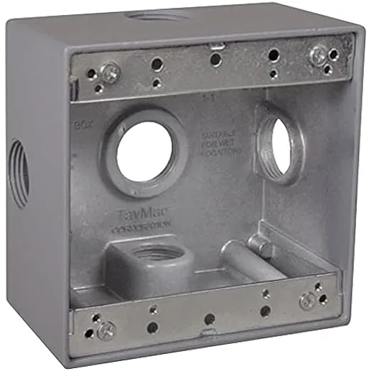 2-Gang Weatherproof Box Five 3/4 in. Outlets Side Lug Gray