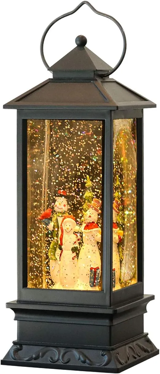 Wondise Lighted Musical Snow Globe Lantern with 6 Hour Timer, 12 Inches USB ...