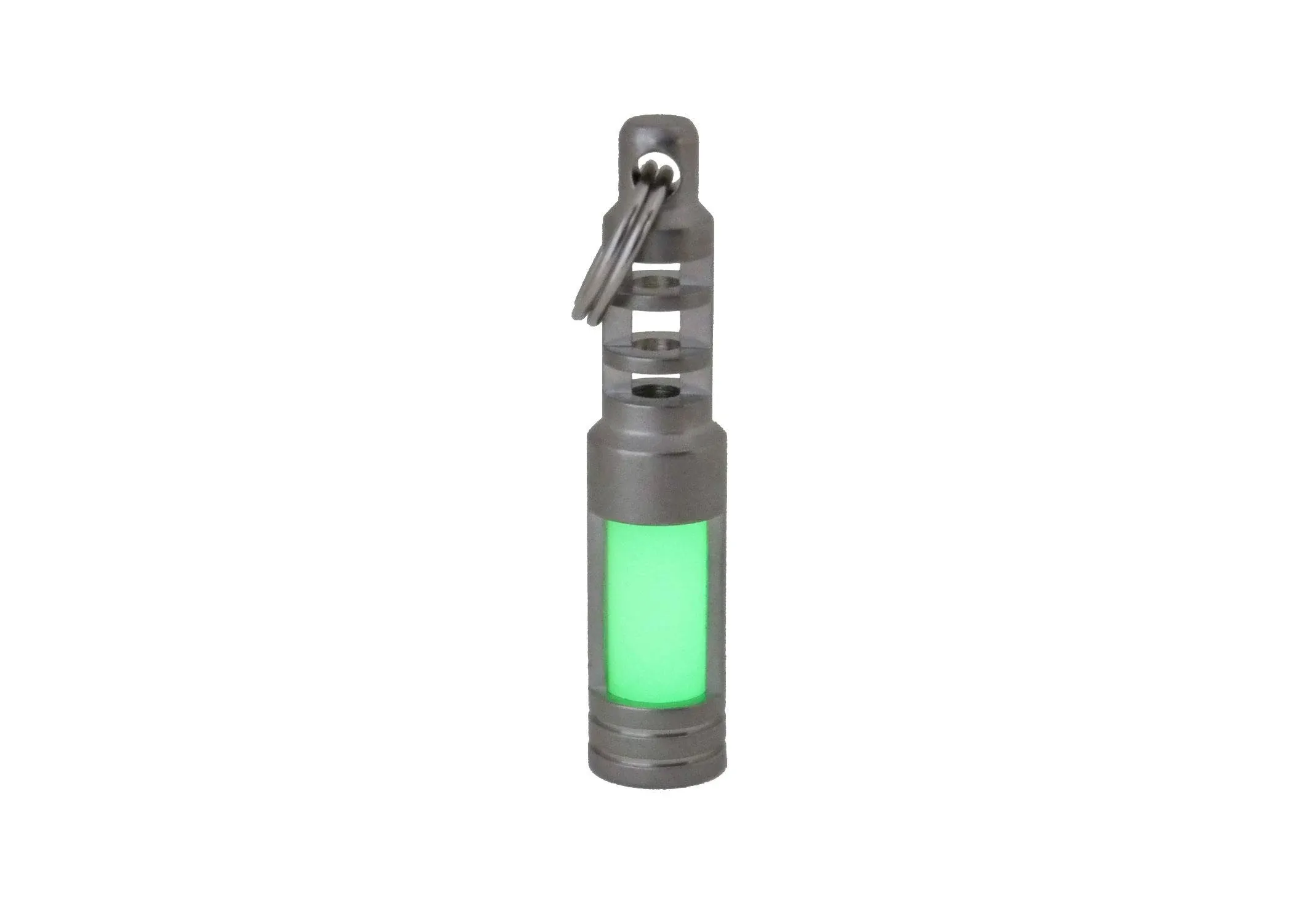 Isotope Chain Reaction Fob - Embrite Glow Pellet - Green - Accepts 3x11mm Tritium Vial - Stainless Steel Housing - Everyday Carry - Keychain Accessories - Gifts for Men