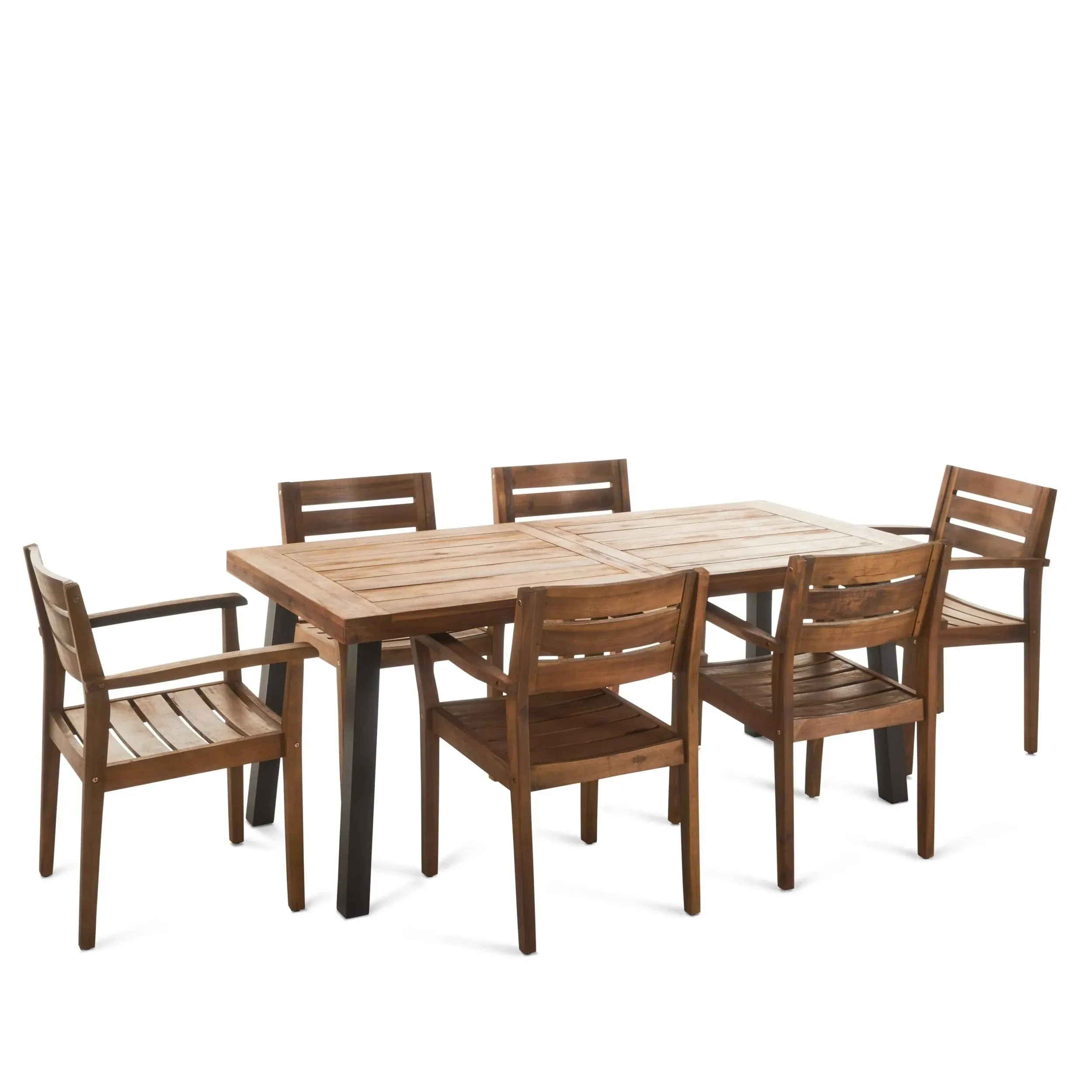 Home Avon Acacia 7 Piece Patio Dining Set, White