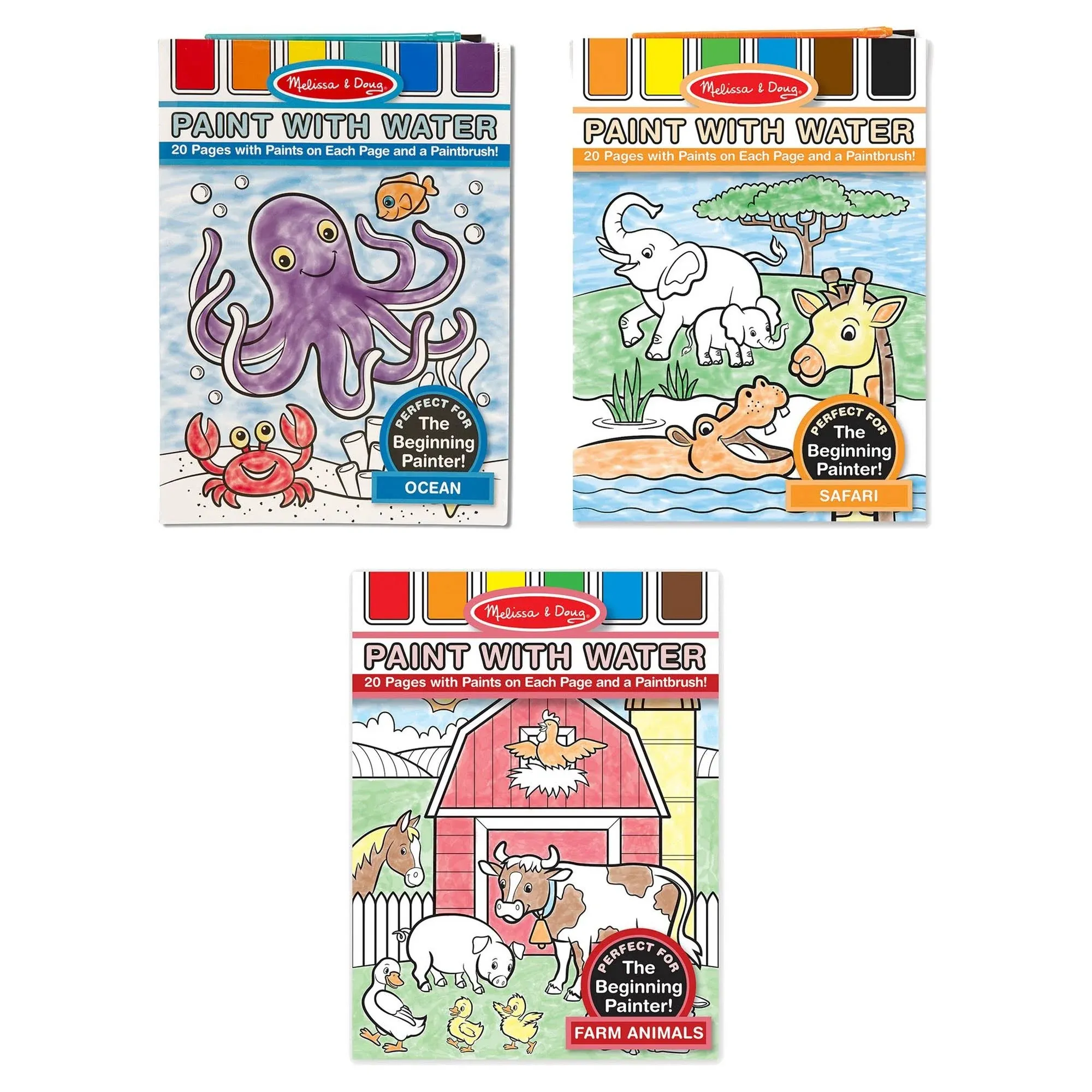 Melissa & Doug Paint with Water Bundle - Farm, Ocean & Safari