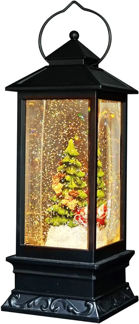 Eldnacele 12&#034; Christmas Musical Snow Globe Lantern USB Lined Batteries Operated